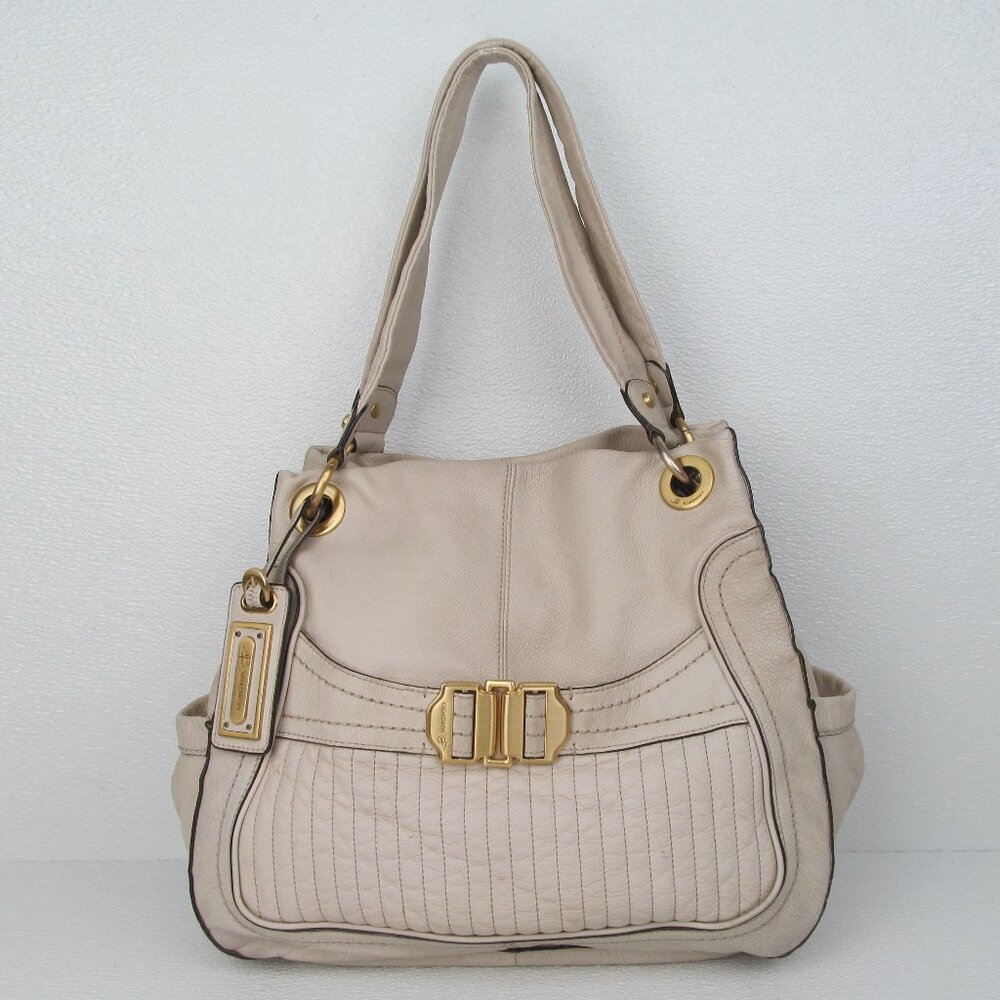 B. Makowsky Dakar Ivory Leather Shopper Tote Bag